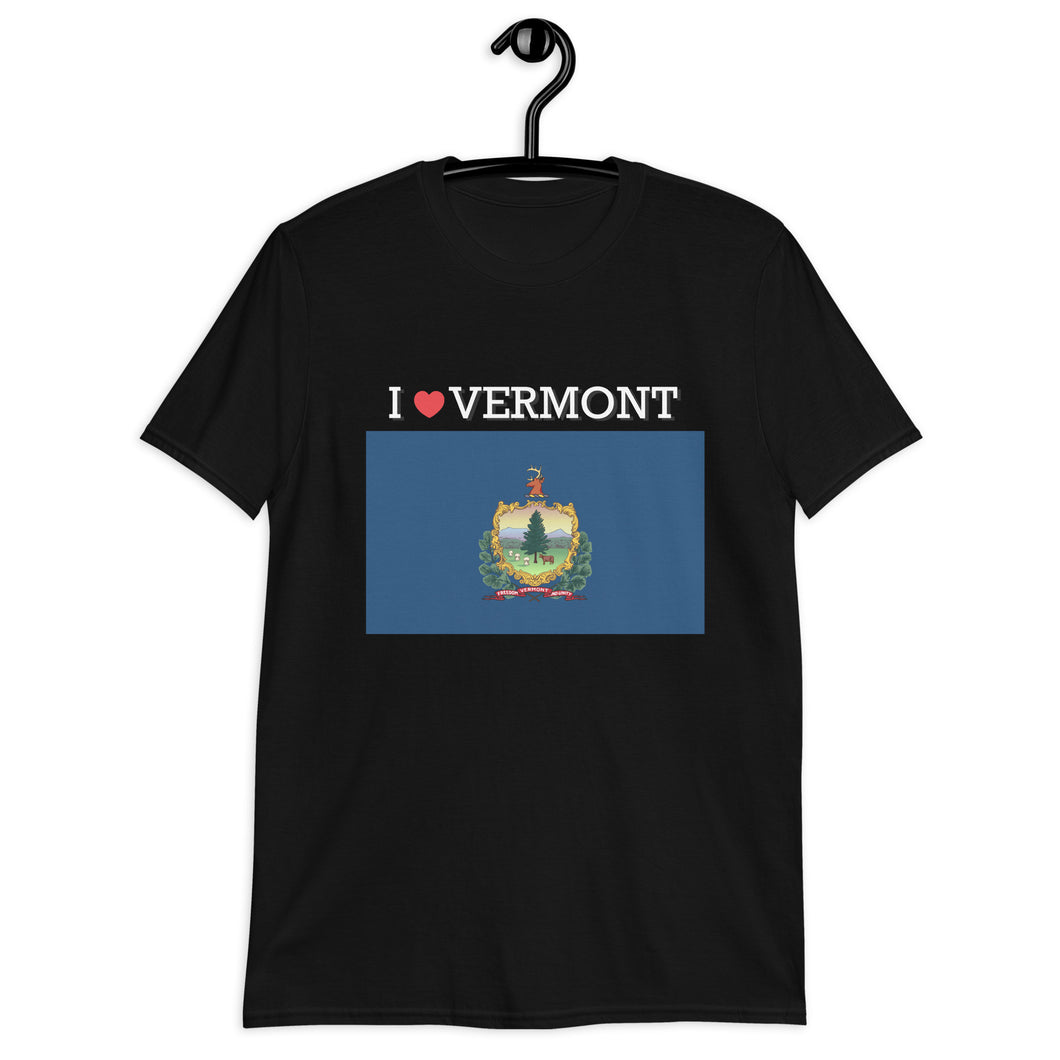 I LOVE VERMONT STATE FLAG Short-Sleeve Unisex T-Shirt