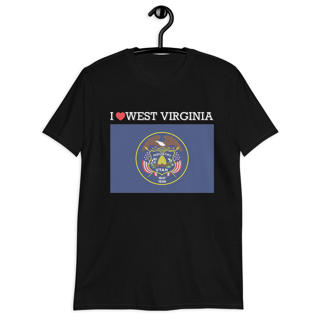 I LOVE WEST VIRGINIA STATE FLAG Short-Sleeve Unisex T-Shirt