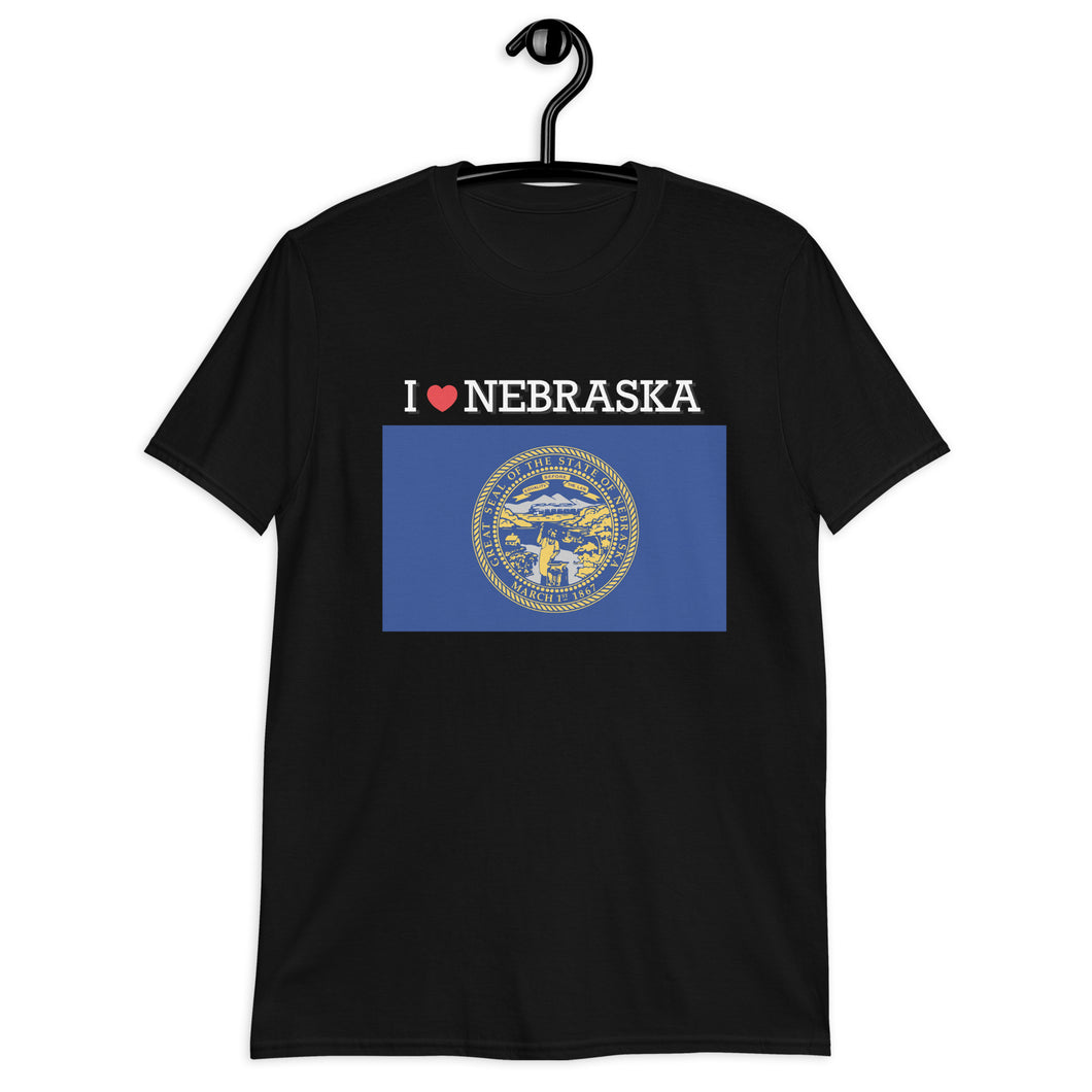 I LOVE NEBRASKA STATE FLAG Short-Sleeve Unisex T-Shirt
