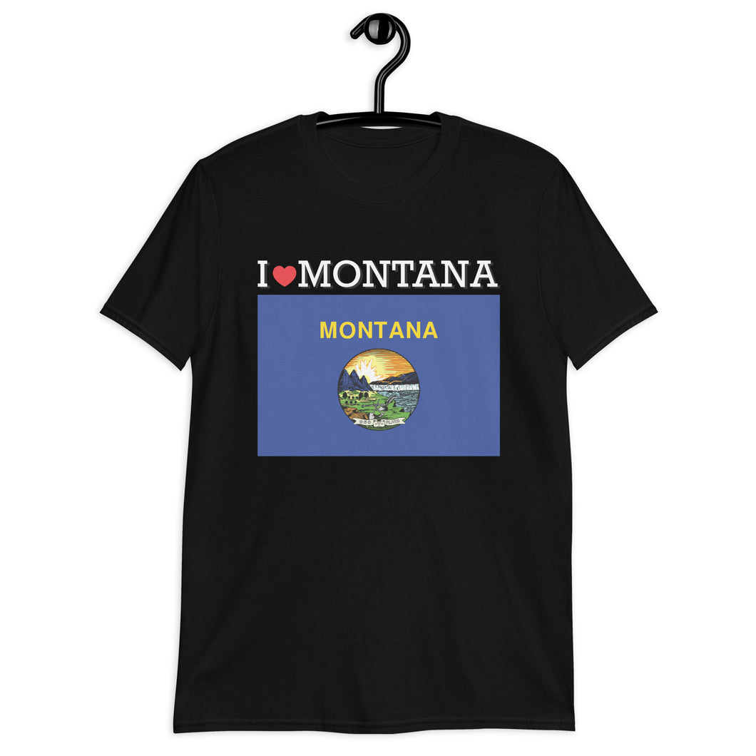 I LOVE MONTANA STATE FLAG Short-Sleeve Unisex T-Shirt