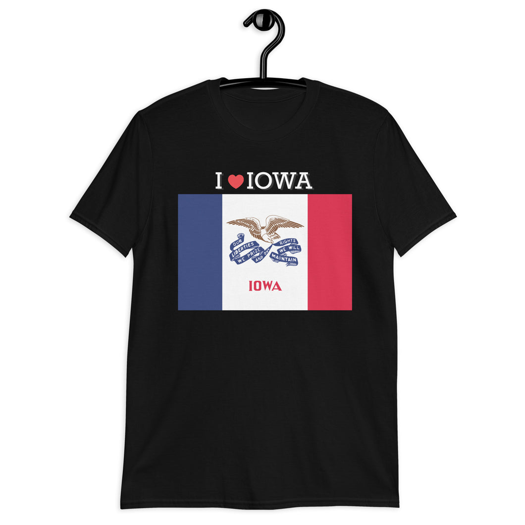 I LOVE IOWA STATE FLAG Short-Sleeve Unisex T-Shirt