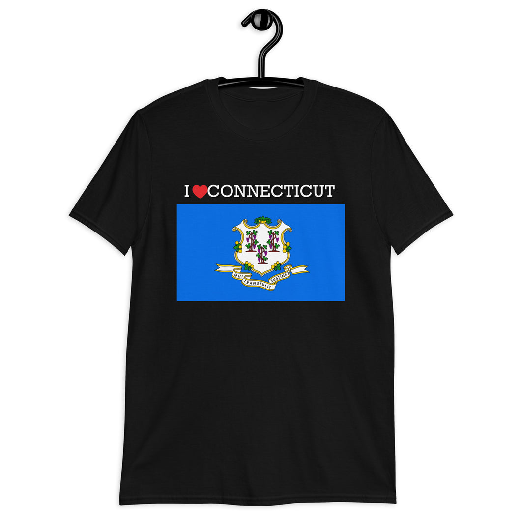 I LOVE Connecticut  STATE FLAG Short-Sleeve Unisex T-Shirt