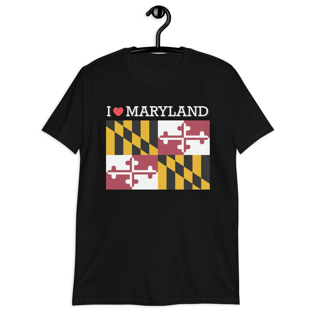 I LOVE MARYLAND STATE FLAG Short-Sleeve Unisex T-Shirt