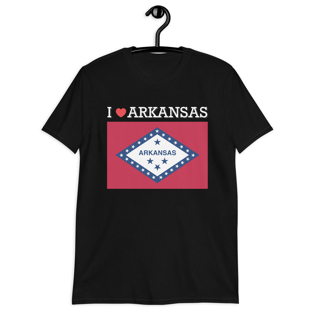 I LOVE ARKANSAS STATE FLAG Short-Sleeve Unisex T-Shirt