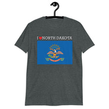 Load image into Gallery viewer, I LOVE NORTH DAKOTA STATE FLAG Short-Sleeve Unisex T-Shirt
