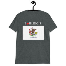 Load image into Gallery viewer, I LOVE ILLINOIS STATE FLAG Short-Sleeve Unisex T-Shirt
