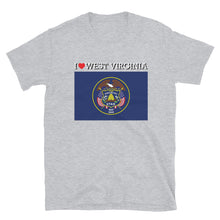 Load image into Gallery viewer, I LOVE WEST VIRGINIA STATE FLAG Short-Sleeve Unisex T-Shirt
