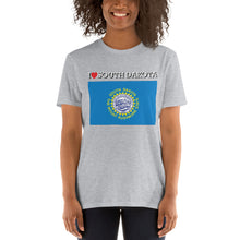 Load image into Gallery viewer, I LOVE SOUTH DAKOTA STATE FLAG Short-Sleeve Unisex T-Shirt
