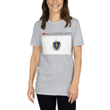 Load image into Gallery viewer, I LOVE Massachusetts  STATE FLAG Short-Sleeve Unisex T-Shirt
