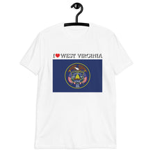 Load image into Gallery viewer, I LOVE WEST VIRGINIA STATE FLAG Short-Sleeve Unisex T-Shirt
