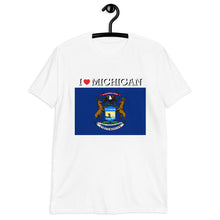 Load image into Gallery viewer, I LOVE MICHIGAN STATE FLAG Short-Sleeve Unisex T-Shirt
