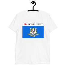 Load image into Gallery viewer, I LOVE Connecticut  STATE FLAG Short-Sleeve Unisex T-Shirt
